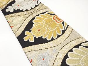 アンティーク　よろけ横段に花更紗模様織り出し袋帯（材料）